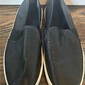Vince Black Perforated Women's Slip-On Sneakers